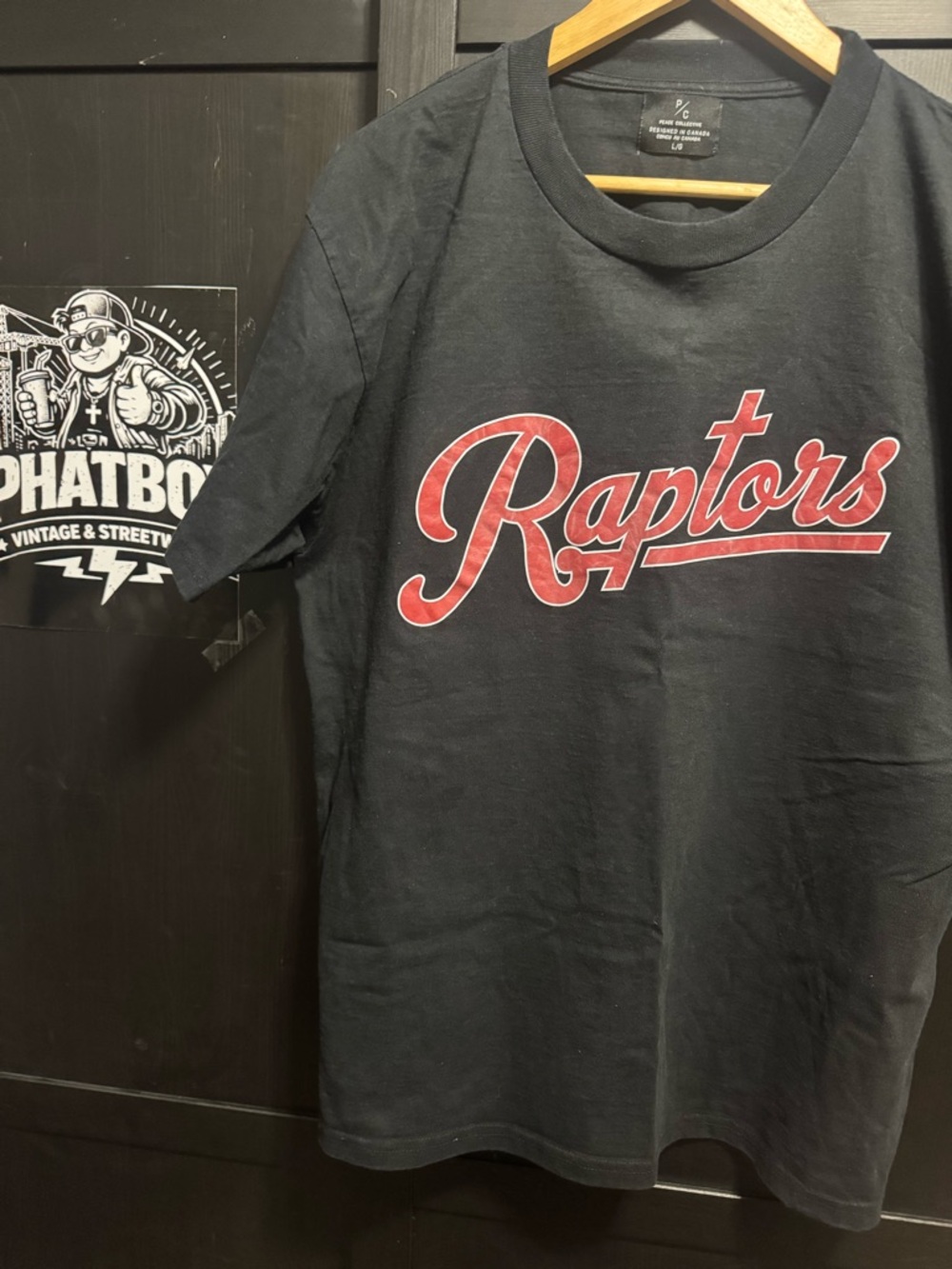 Toronto Raptors Black T-Shirt with Red Script Logo -